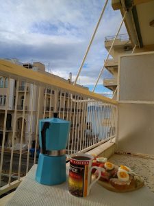 Loutraki SPA Apartment balkony brekfast